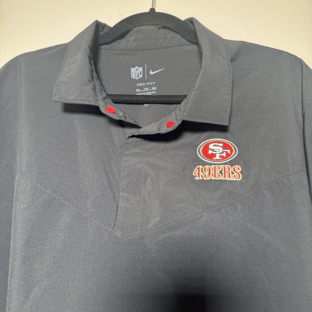NFL Nike San Francisco 49rs Men's 2XL 1/4 Snap Black Red Pullover S/S Shirt - Picture 1 of 9